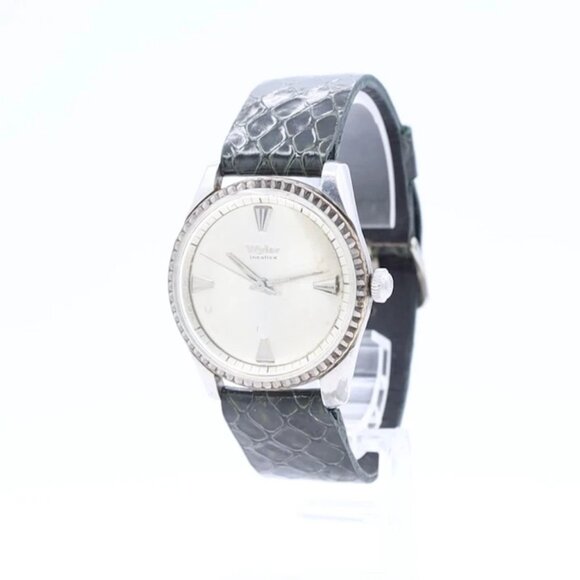Vintage 34mm Wyler Fluted Bezel Men's Mechanical Wristwatch ETA 2354 Steel